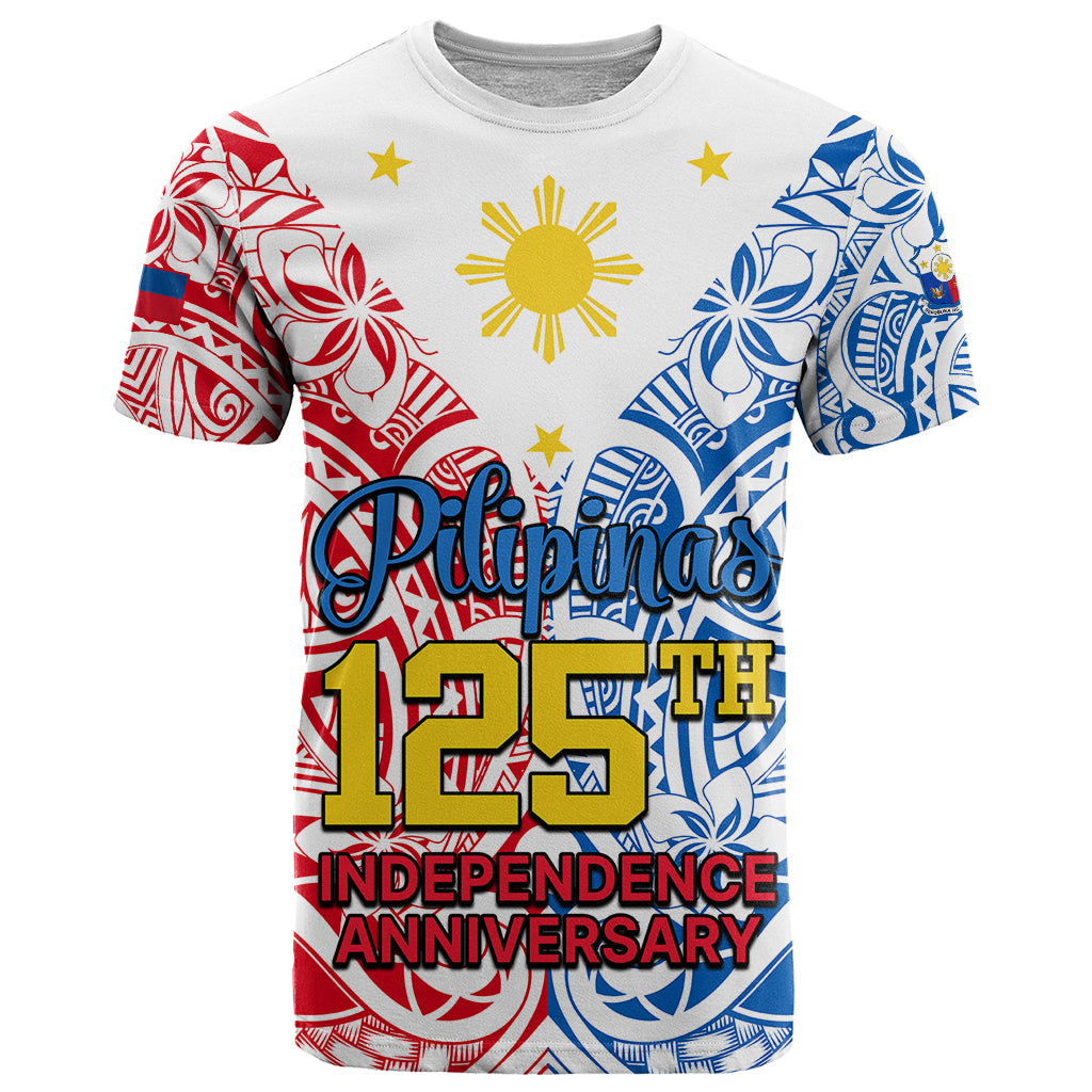 Custom Polynesian Philippines T Shirt Pilipinas Flag Style for 125th Independence Anniversary White LT9 White - Polynesian Pride