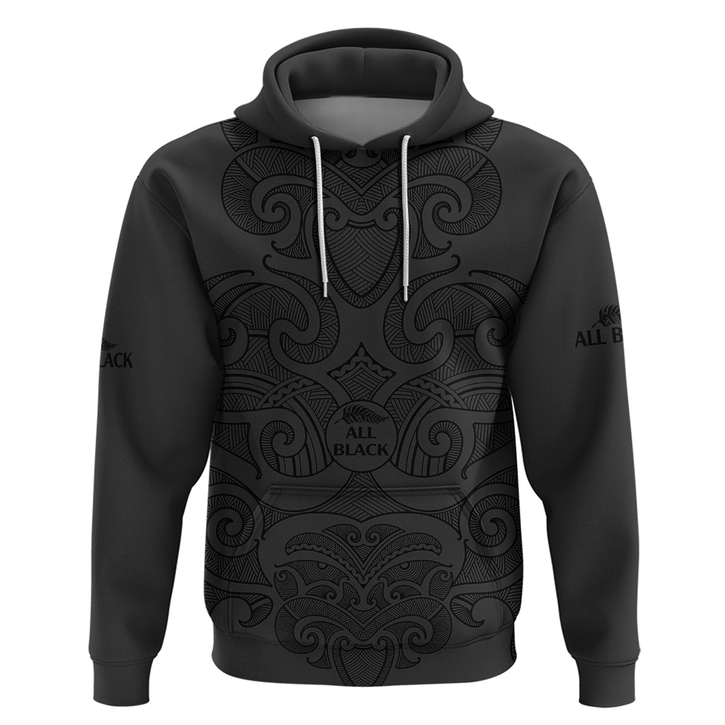 New Zealand Rugby Hoodie All Black Fern with Maori Tribal Pattern LT9 Black - Polynesian Pride