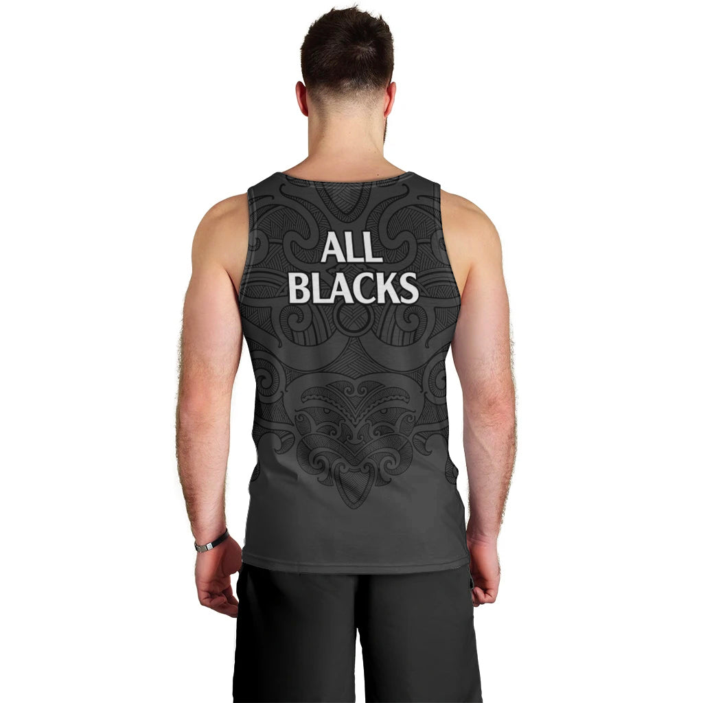 New Zealand Rugby Men Tank Top All Black Fern with Maori Tribal Pattern LT9 - Polynesian Pride