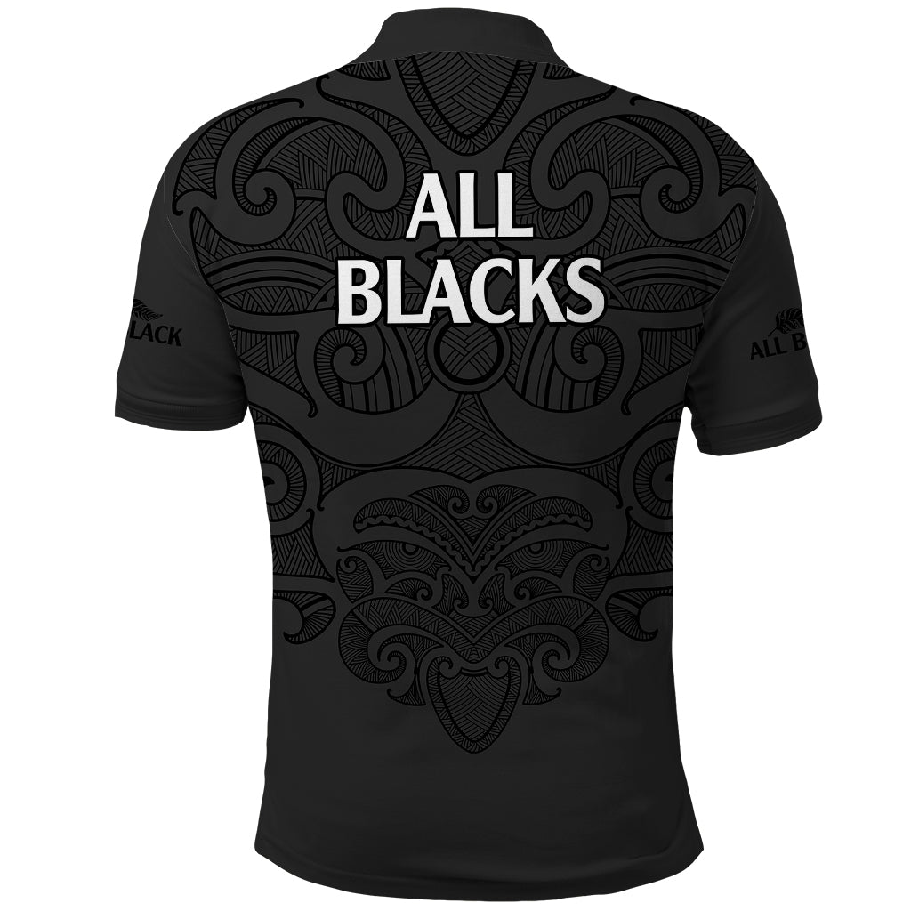 New Zealand Rugby Polo Shirt All Black Fern with Maori Tribal Pattern LT9 - Polynesian Pride