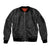 New Zealand Rugby Sleeve Zip Bomber Jacket All Black Fern with Maori Tribal Pattern LT9 Unisex Black - Polynesian Pride