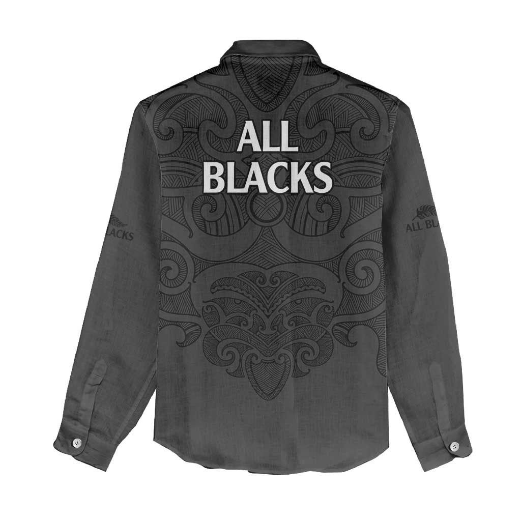 New Zealand Rugby Women Casual Shirt - All Black Fern With Maori Tribal Pattern LT9 - Polynesian Pride