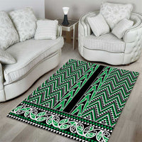 New Zealand Maori Niho Taniwha Area Rug Kakariki Mangopare and Puhoro Pattern