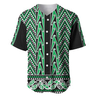 New Zealand Maori Niho Taniwha Baseball Jersey Kakariki Mangopare and Puhoro Pattern LT9 Green - Polynesian Pride