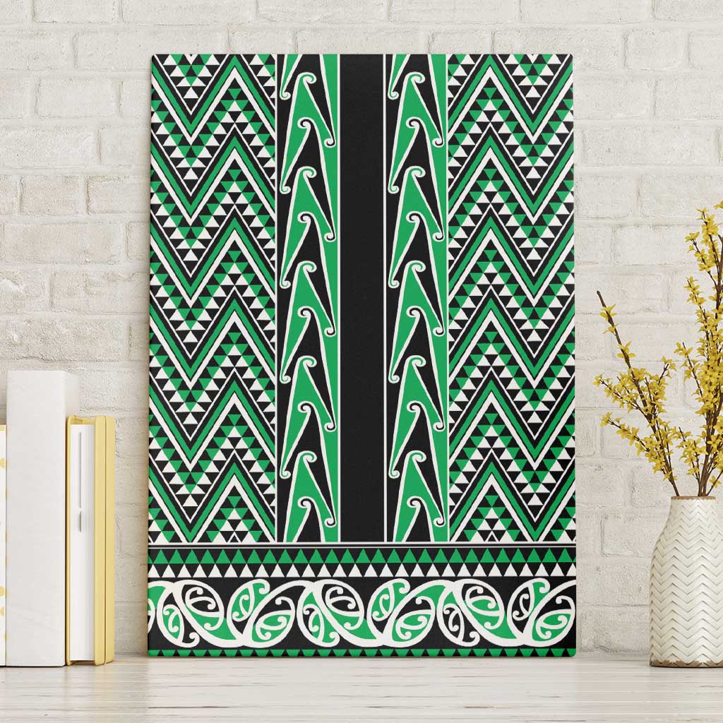 New Zealand Maori Niho Taniwha Canvas Wall Art Kakariki Mangopare and Puhoro Pattern