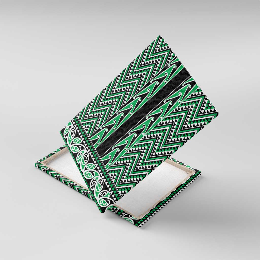 New Zealand Maori Niho Taniwha Canvas Wall Art Kakariki Mangopare and Puhoro Pattern