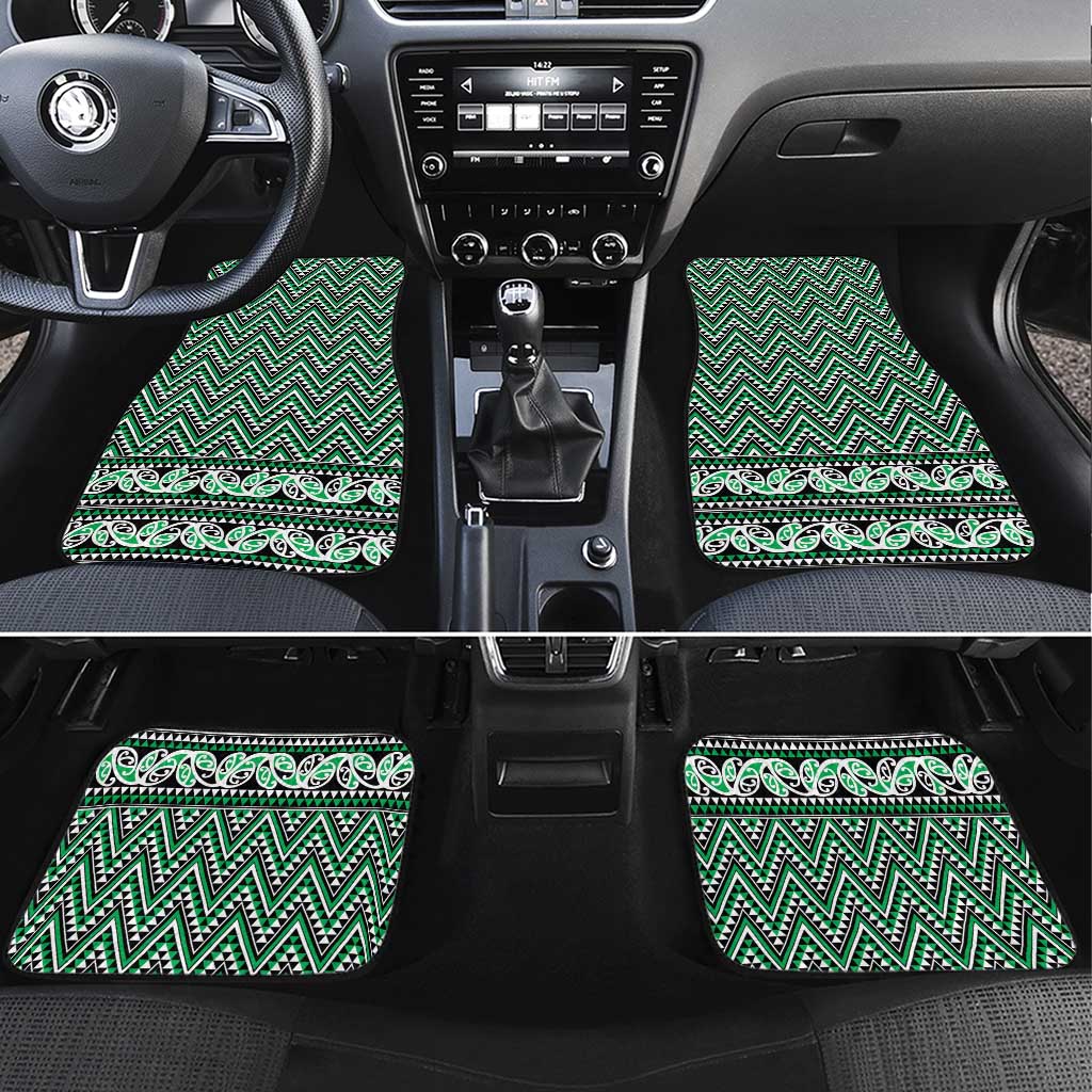 New Zealand Maori Niho Taniwha Car Mats Kakariki Mangopare and Puhoro Pattern LT9 Set 4pcs Green - Polynesian Pride
