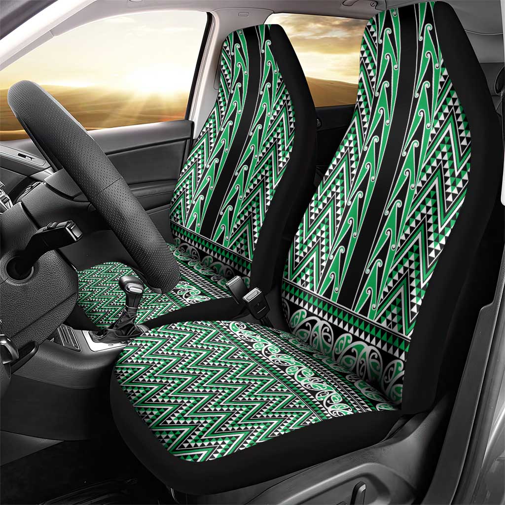 New Zealand Maori Niho Taniwha Car Seat Cover Kakariki Mangopare and Puhoro Pattern