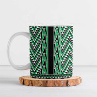 New Zealand Maori Niho Taniwha Ceramic Mug Kakariki Mangopare and Puhoro Pattern - Polynesian Pride