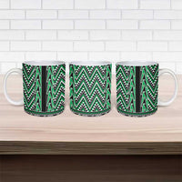 New Zealand Maori Niho Taniwha Ceramic Mug Kakariki Mangopare and Puhoro Pattern - Polynesian Pride