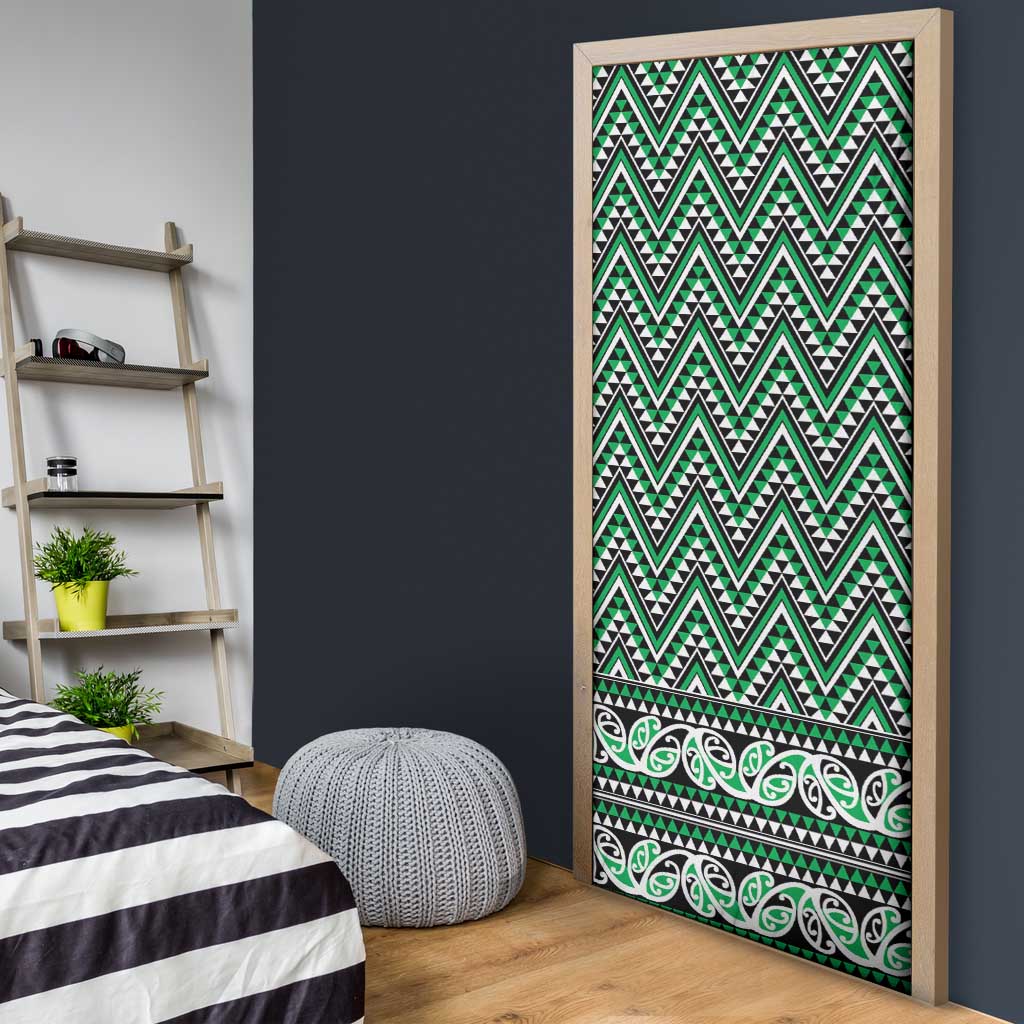 New Zealand Maori Niho Taniwha Door Cover Kakariki Mangopare and Puhoro Pattern - Polynesian Pride