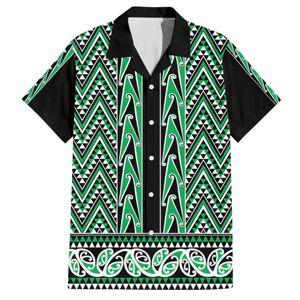 New Zealand Maori Niho Taniwha Family Matching Off Shoulder Short Dress and Hawaiian Shirt Kakariki Mangopare and Puhoro Pattern