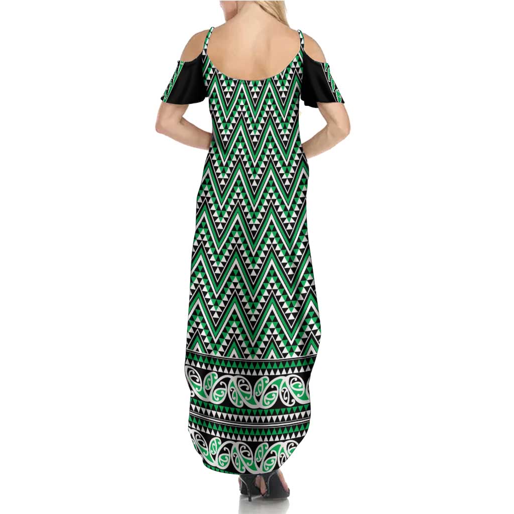 New Zealand Maori Niho Taniwha Family Matching Summer Maxi Dress and Hawaiian Shirt Kakariki Mangopare and Puhoro Pattern