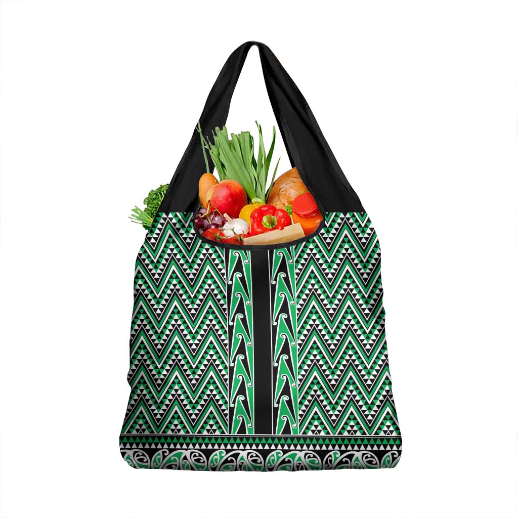 New Zealand Maori Niho Taniwha Grocery Bag Kakariki Mangopare and Puhoro Pattern LT9 1-pack One Size Green - Polynesian Pride