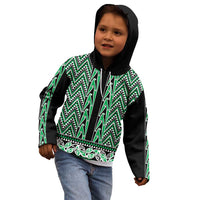 New Zealand Maori Niho Taniwha Kid Hoodie Kakariki Mangopare and Puhoro Pattern