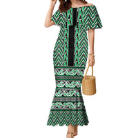 New Zealand Maori Niho Taniwha Mermaid Dress Kakariki Mangopare and Puhoro Pattern