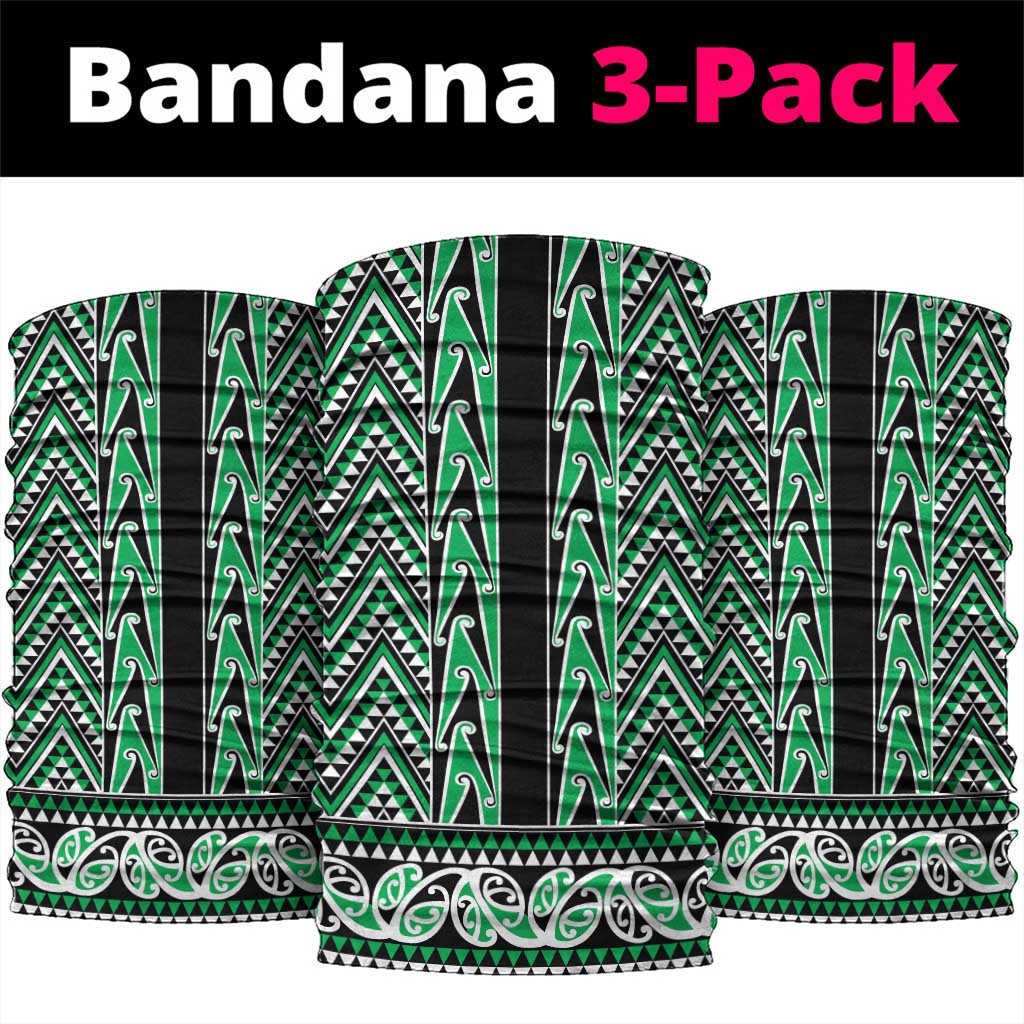 New Zealand Maori Niho Taniwha Neck Gaiter Kakariki Mangopare and Puhoro Pattern - Polynesian Pride