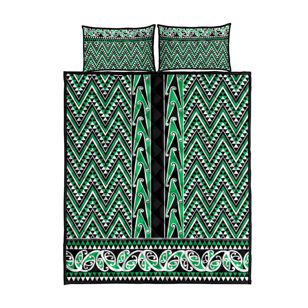 New Zealand Maori Niho Taniwha Quilt Bed Set Kakariki Mangopare and Puhoro Pattern