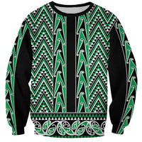 New Zealand Maori Niho Taniwha Sweatshirt Kakariki Mangopare and Puhoro Pattern LT9 Unisex Green - Polynesian Pride