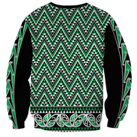 New Zealand Maori Niho Taniwha Sweatshirt Kakariki Mangopare and Puhoro Pattern LT9 - Polynesian Pride