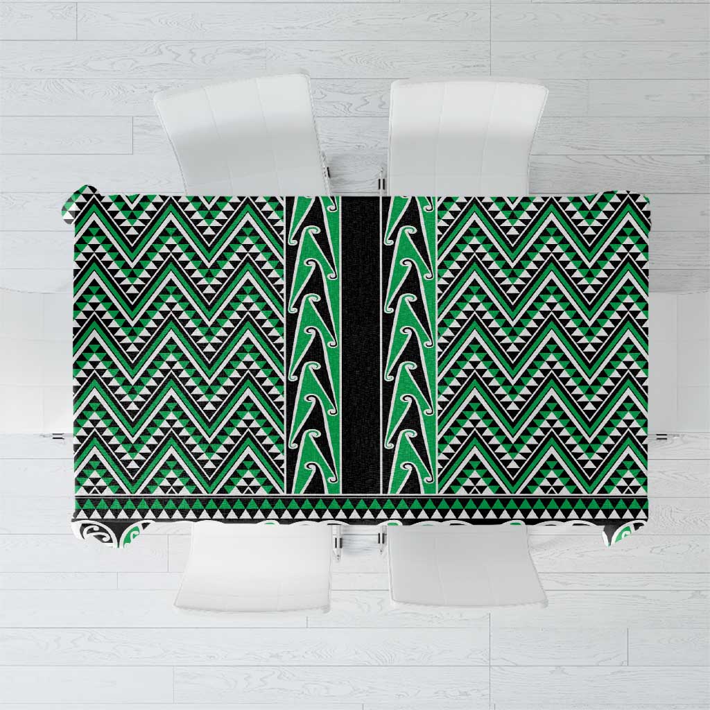 New Zealand Maori Niho Taniwha Tablecloth Kakariki Mangopare and Puhoro Pattern LT9 Green - Polynesian Pride