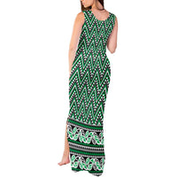 New Zealand Maori Niho Taniwha Tank Maxi Dress Kakariki Mangopare and Puhoro Pattern
