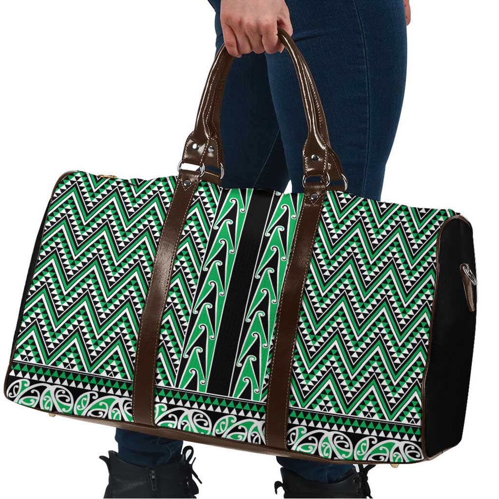 New Zealand Maori Niho Taniwha Travel Bag Kakariki Mangopare and Puhoro Pattern - Polynesian Pride