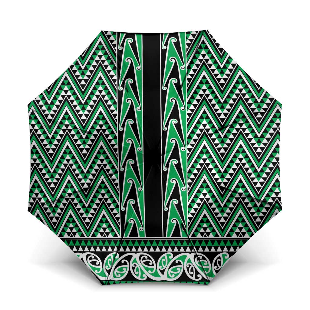 New Zealand Maori Niho Taniwha Umbrella Kakariki Mangopare and Puhoro Pattern - Polynesian Pride