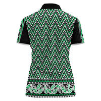 New Zealand Maori Niho Taniwha Women Polo Shirt Kakariki Mangopare and Puhoro Pattern