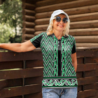 New Zealand Maori Niho Taniwha Women Polo Shirt Kakariki Mangopare and Puhoro Pattern