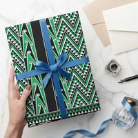 New Zealand Maori Niho Taniwha Wrapping Paper Kakariki Mangopare and Puhoro Pattern - Polynesian Pride