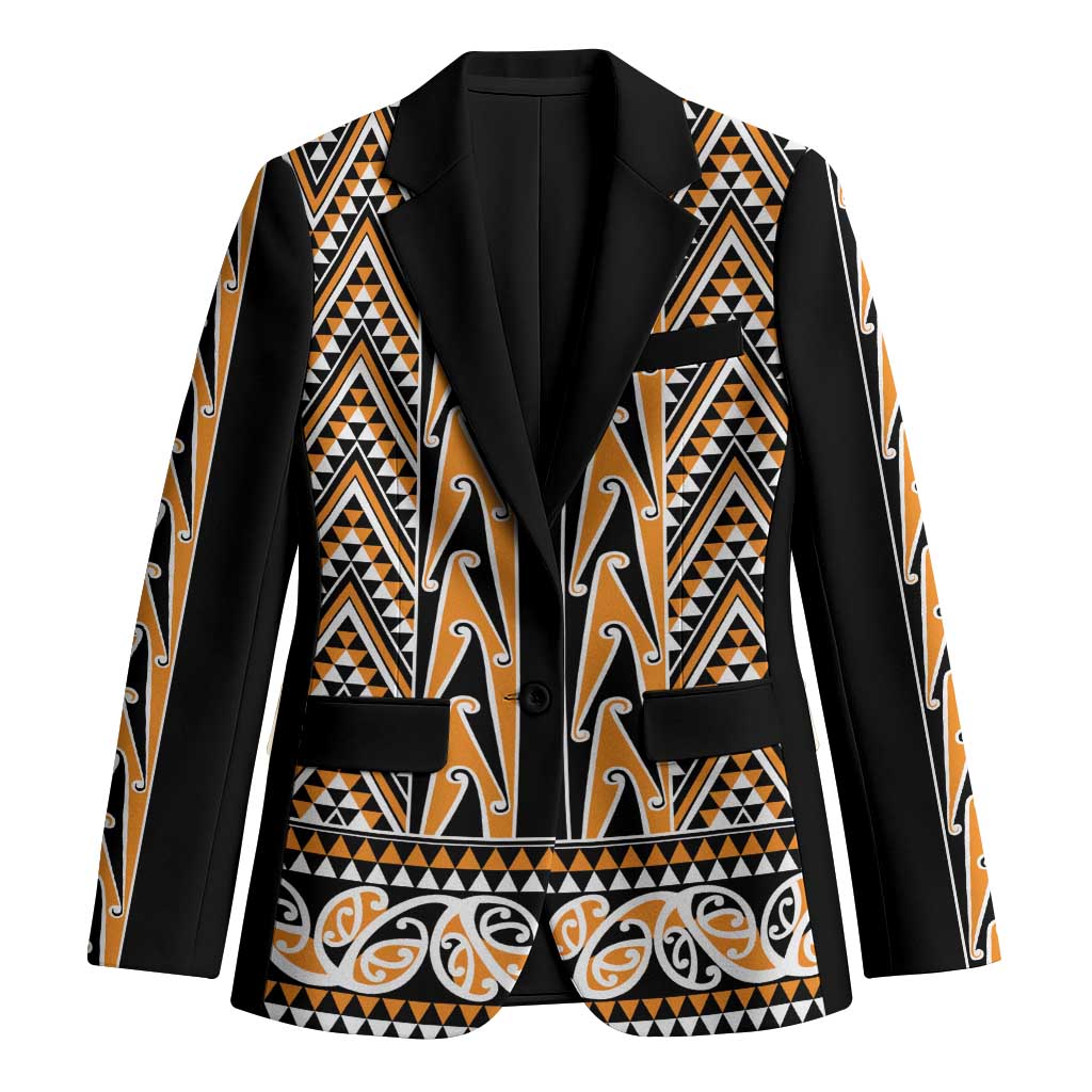 New Zealand Maori Niho Taniwha Blazer Karaka Mangopare and Puhoro Pattern LT9 Unisex Gold - Polynesian Pride