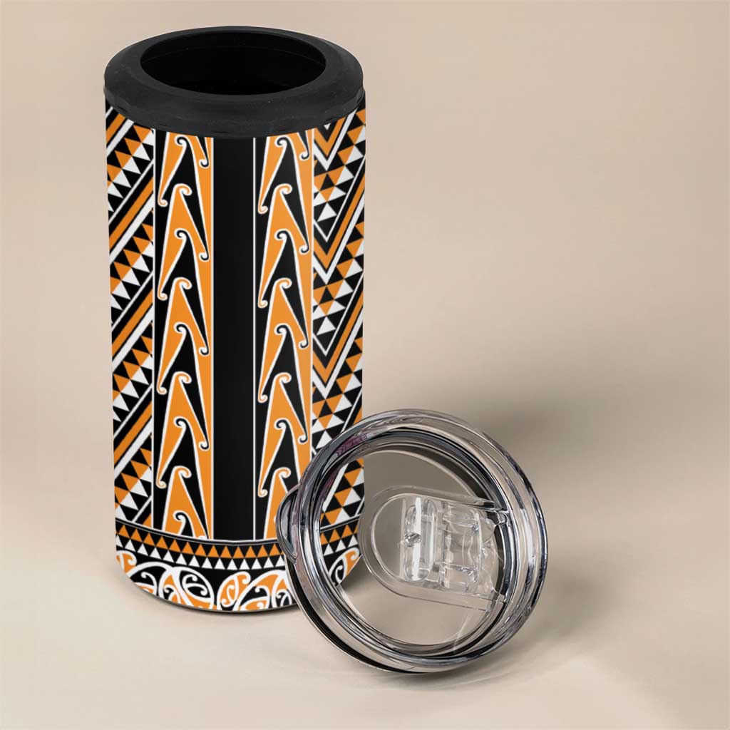 New Zealand Maori Niho Taniwha 4 in 1 Can Cooler Tumbler Karaka Mangopare and Puhoro Pattern LT9 - Polynesian Pride