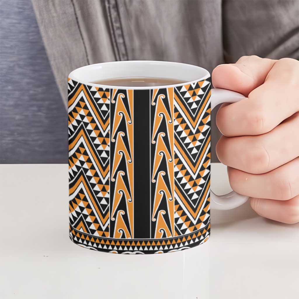 New Zealand Maori Niho Taniwha Ceramic Mug Karaka Mangopare and Puhoro Pattern - Polynesian Pride