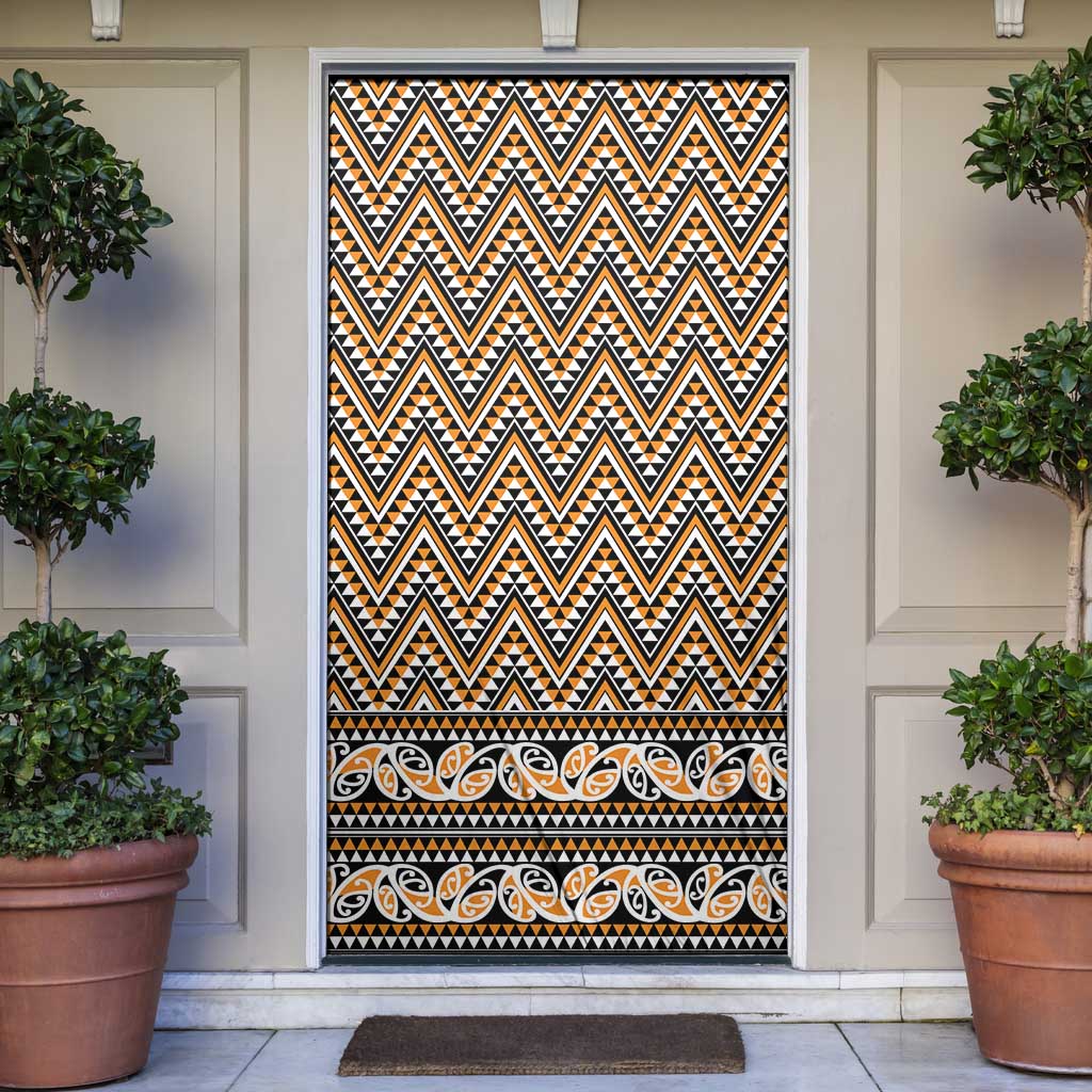 New Zealand Maori Niho Taniwha Door Cover Karaka Mangopare and Puhoro Pattern - Polynesian Pride