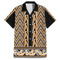 New Zealand Maori Niho Taniwha Family Matching Puletasi and Hawaiian Shirt Karaka Mangopare and Puhoro Pattern LT9 Dad's Shirt - Short Sleeve Gold - Polynesian Pride