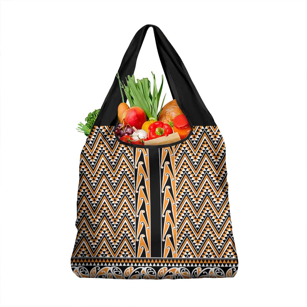 New Zealand Maori Niho Taniwha Grocery Bag Karaka Mangopare and Puhoro Pattern LT9 1-pack One Size Gold - Polynesian Pride