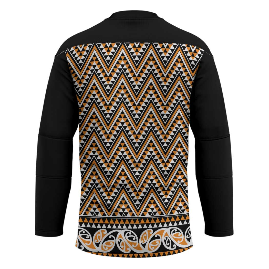 New Zealand Maori Niho Taniwha Hockey Jersey Karaka Mangopare and Puhoro Pattern - Polynesian Pride
