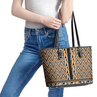 New Zealand Maori Niho Taniwha Leather Tote Bag Karaka Mangopare and Puhoro Pattern
