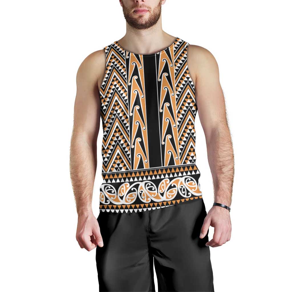New Zealand Maori Niho Taniwha Men Tank Top Karaka Mangopare and Puhoro Pattern