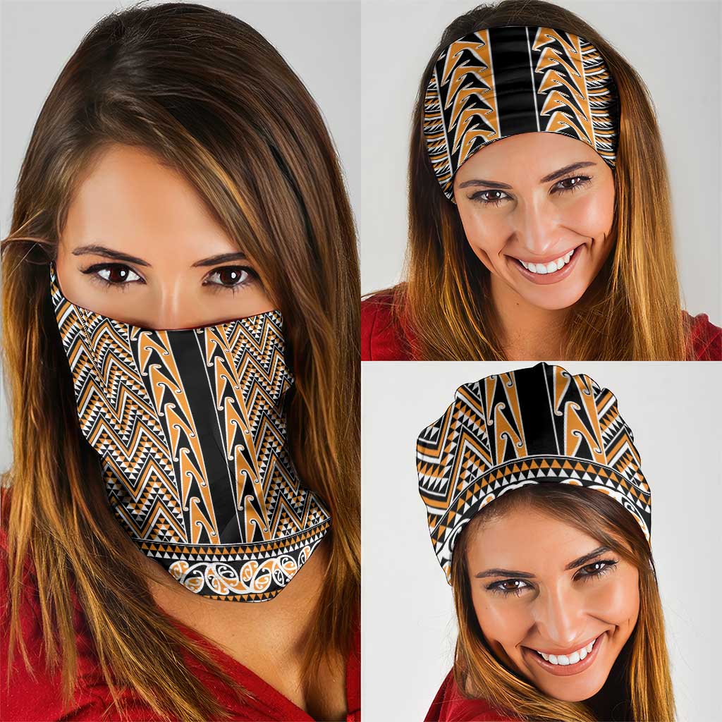 New Zealand Maori Niho Taniwha Neck Gaiter Karaka Mangopare and Puhoro Pattern - Polynesian Pride