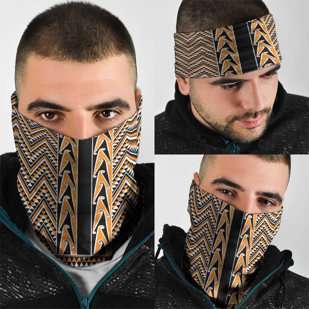 New Zealand Maori Niho Taniwha Neck Gaiter Karaka Mangopare and Puhoro Pattern - Polynesian Pride