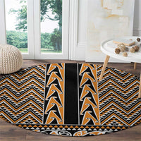 New Zealand Maori Niho Taniwha Round Carpet Karaka Mangopare and Puhoro Pattern