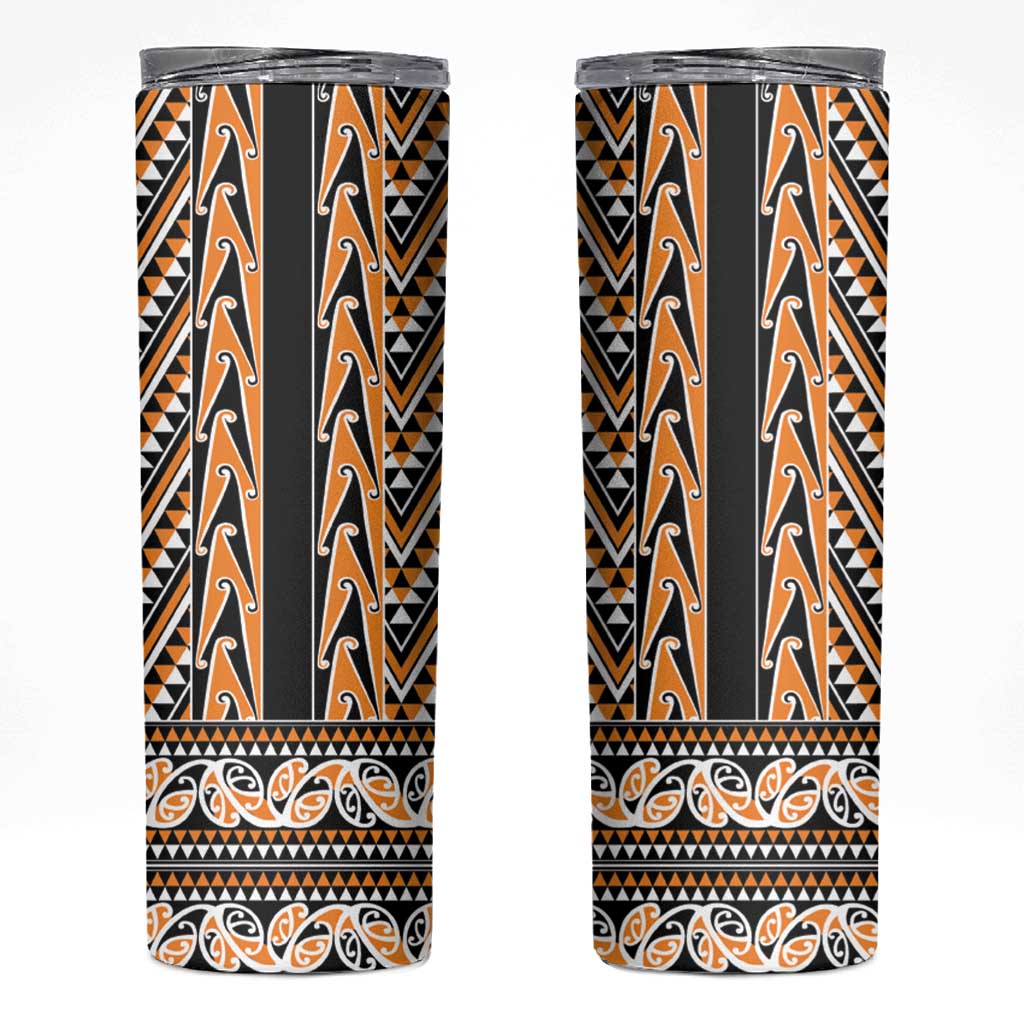 New Zealand Maori Niho Taniwha Skinny Tumbler Karaka Mangopare and Puhoro Pattern LT9 Gold - Polynesian Pride