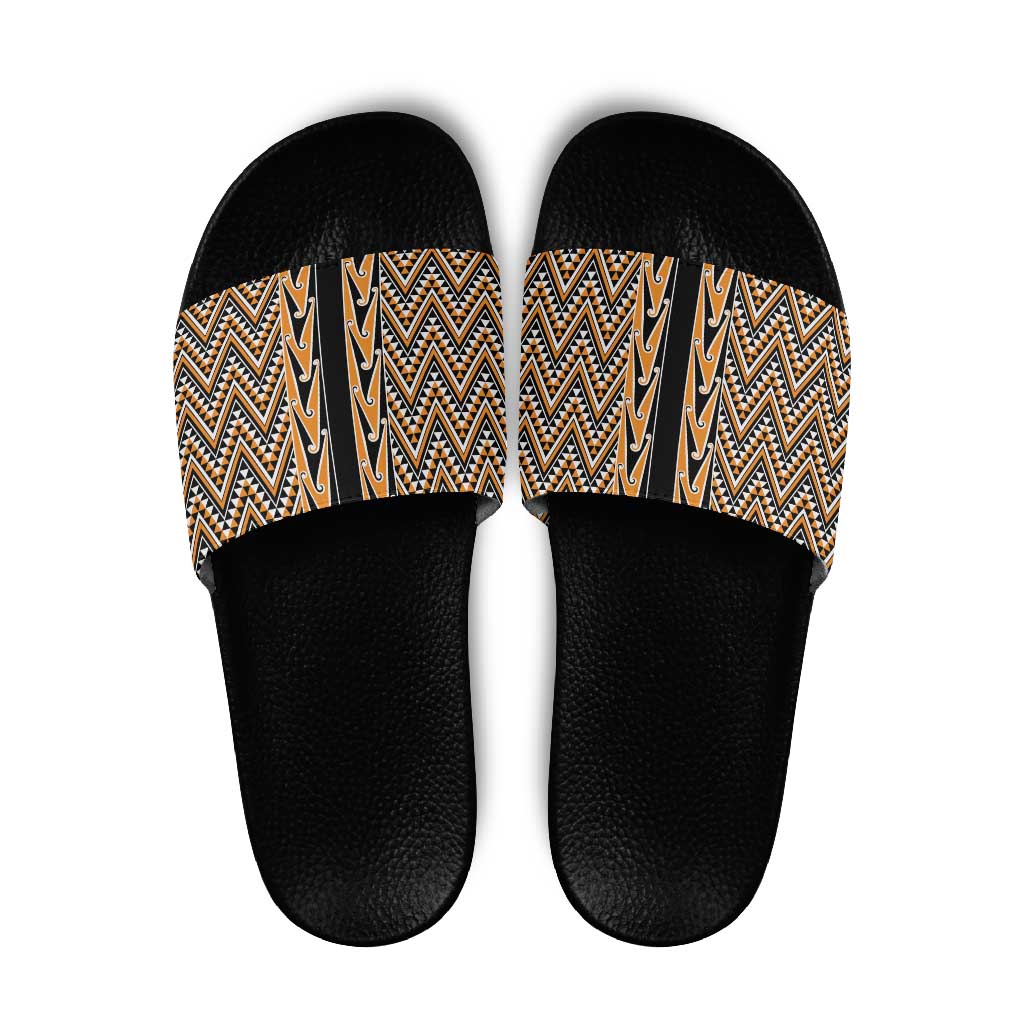 New Zealand Maori Niho Taniwha Slide Sandals Karaka Mangopare and Puhoro Pattern - Polynesian Pride