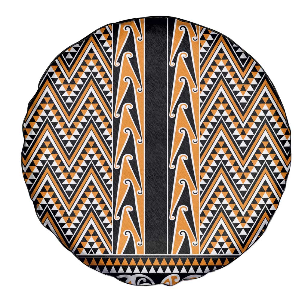 New Zealand Maori Niho Taniwha Spare Tire Cover Karaka Mangopare and Puhoro Pattern