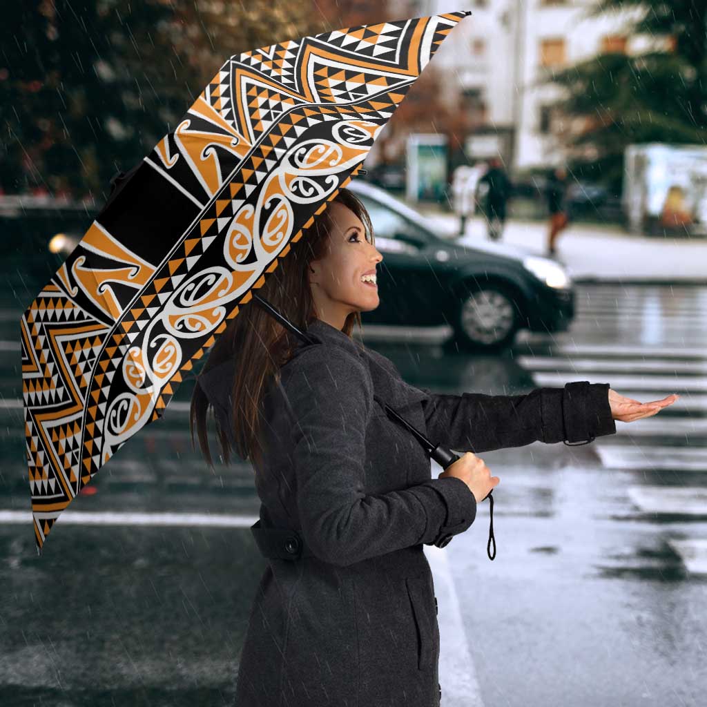 New Zealand Maori Niho Taniwha Umbrella Karaka Mangopare and Puhoro Pattern - Polynesian Pride