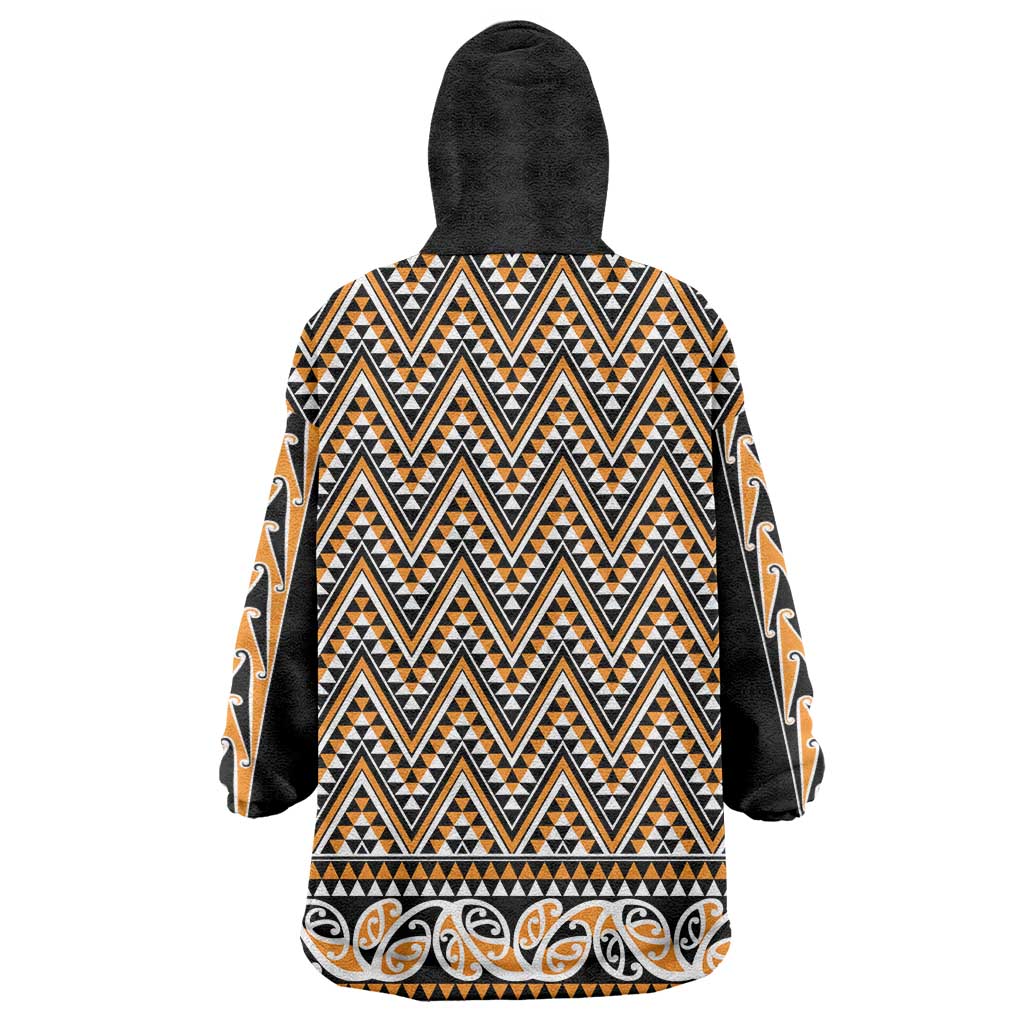 New Zealand Maori Niho Taniwha Wearable Blanket Hoodie Karaka Mangopare and Puhoro Pattern