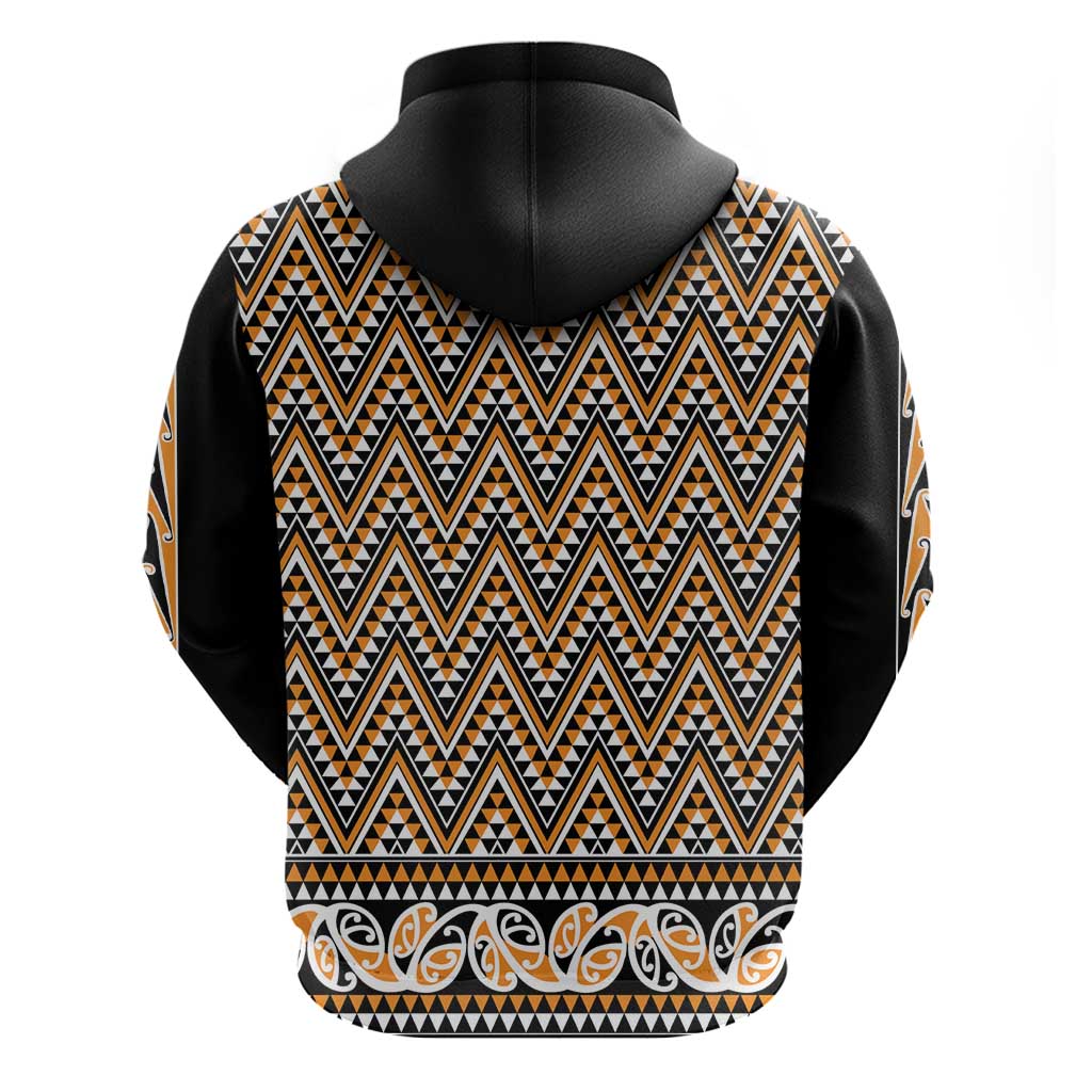New Zealand Maori Niho Taniwha Zip Hoodie Karaka Mangopare and Puhoro Pattern
