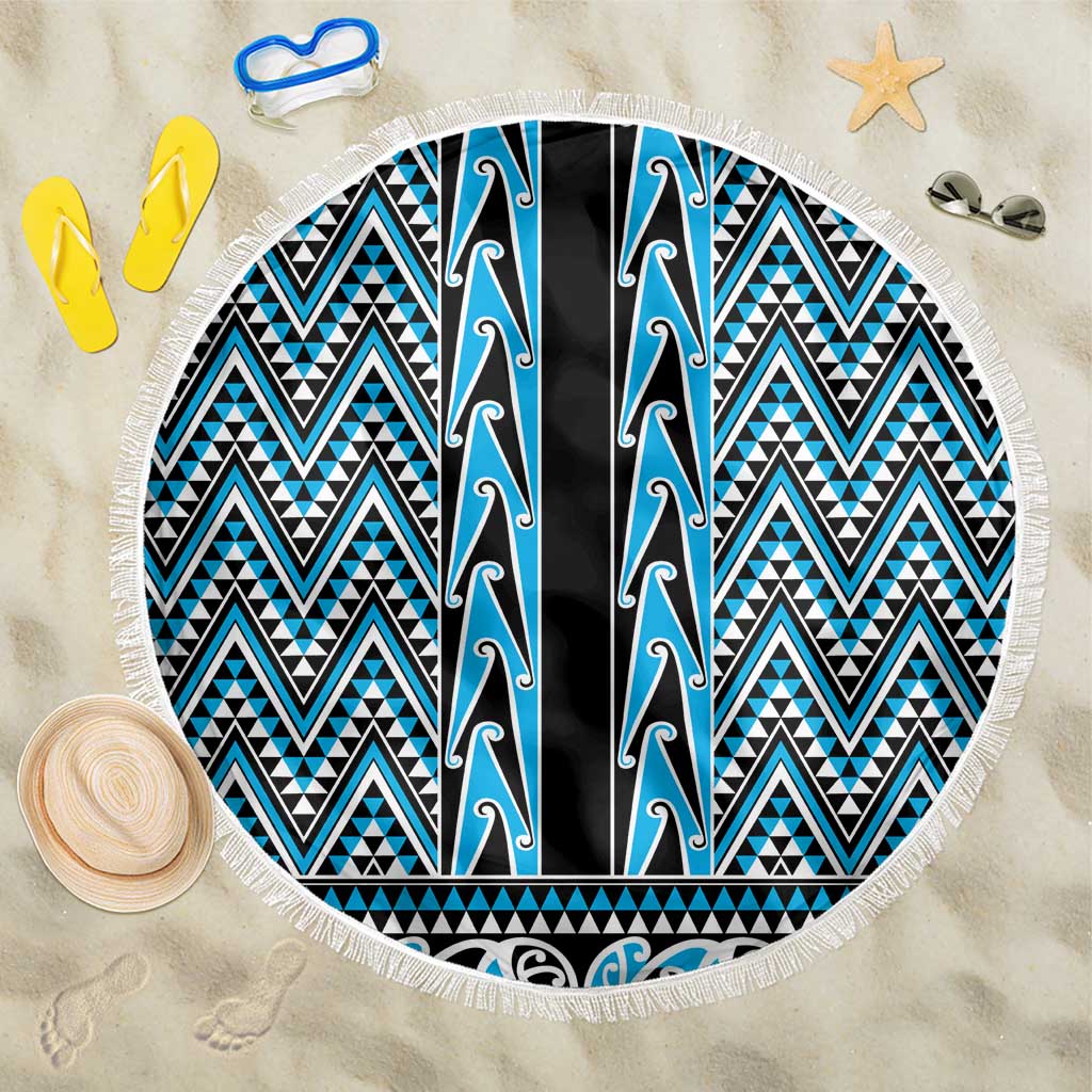 New Zealand Maori Niho Taniwha Beach Blanket Kikorangi Mangopare and Puhoro Pattern